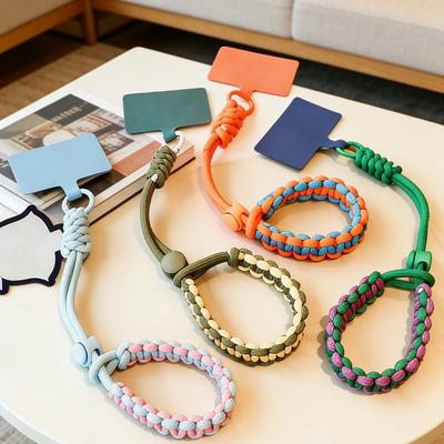 Adjustable Braided Phone and Camera Strap with Colorful Wrist Lanyard & Keychain