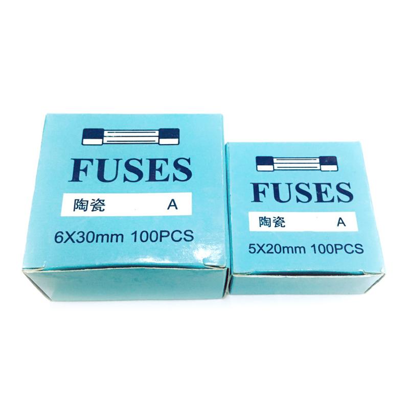 Fast Blow Tube Fuses 250V 0.5A 1A 2A 3A 4A 5A 6A 6.3A 8A 10A 15A 20A 25A 30A AMP Fuse Ceramic Fusible 5×20mm 6×30mm
