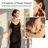 Retro Necklace Earrings Set Gold-Tone Statement Jewelry Set Gemstone Necklace Set  Online Popular