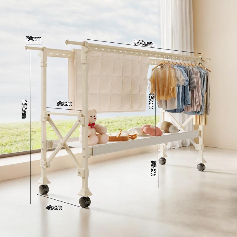 Adjustable Floor-Standing Clothes Drying Rack for Indoor/Outdoor Use
