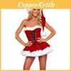 Élégant Velours Rouge Sexy Femme Déguisement de Noël Costume du Père Noël Tenue Chapeau