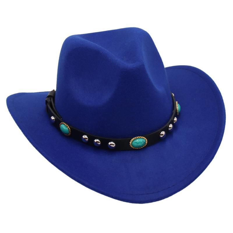 Cappello Tibetano da Bambino Tsering con Gioiello Cappello a Treccia Bordo Curvo Cappello in Feltro Cappello da Sole Genitore-Figlio Turchese Cappello da Cowboy Occidentale