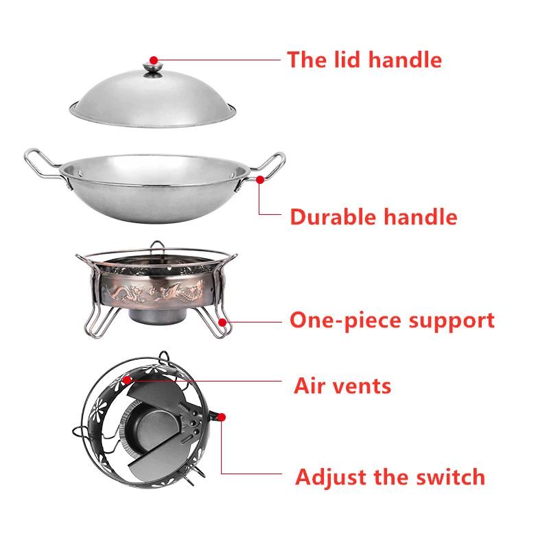 Outdoor lamp solid liquid restaurant tableware stainless steel portable furnace hotpot pots cooking Alcohol stove small hot pot