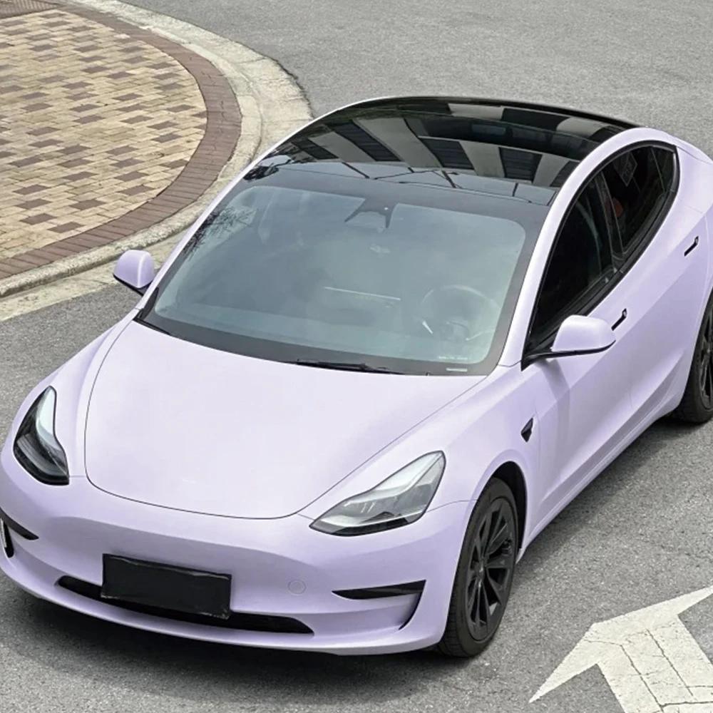 Car Wrap Film Matte Pink Purple Vinyl Film Auto Color Change PVC Sticker PET Bubble Free Wrapping Car Accessories Auto Decals 10x152cm