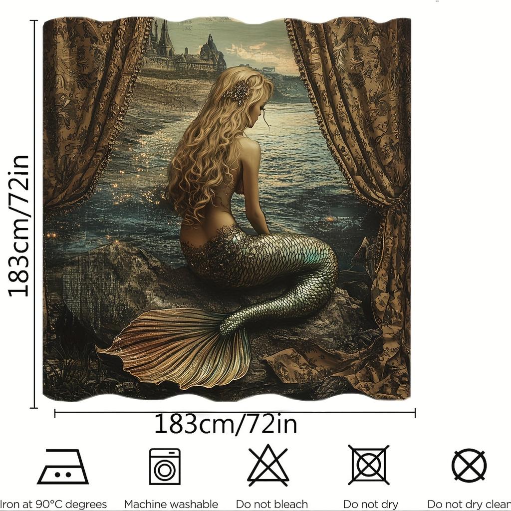 Mystical Mermaid and a Forest Shower Curtain for Bathroom Decor, Perfect for Adding Fantasy Charm