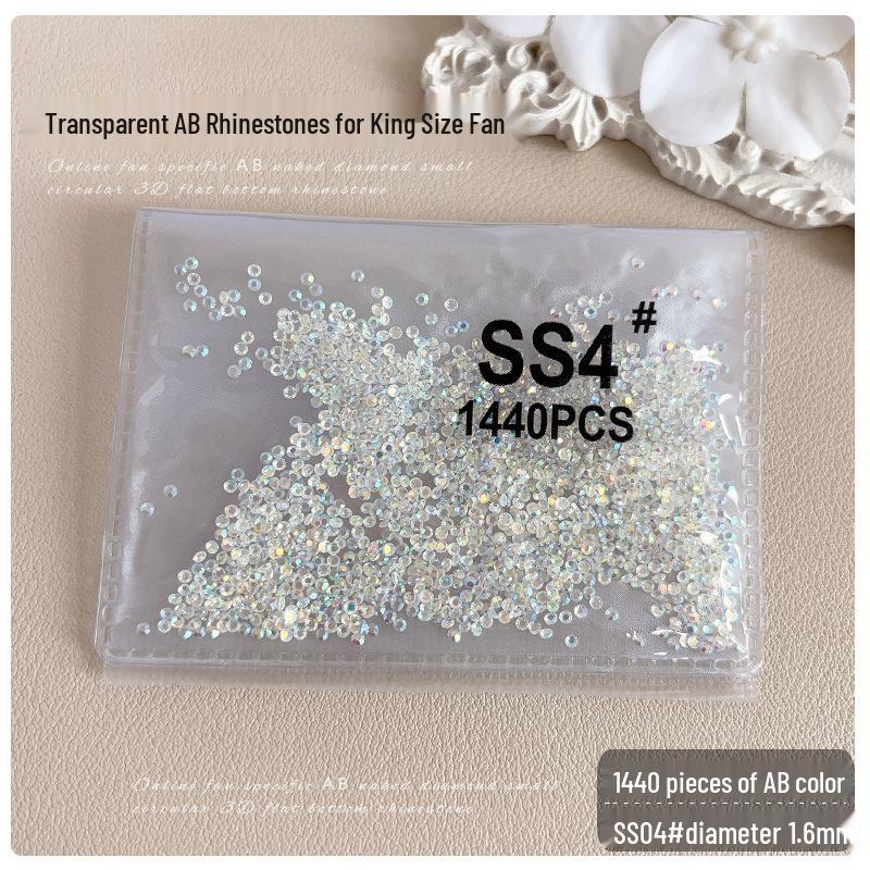 SS3 SS4 King Fan AB Iridescent Small Round Flat-back Rhinestone for DIY Nail Art Accessories