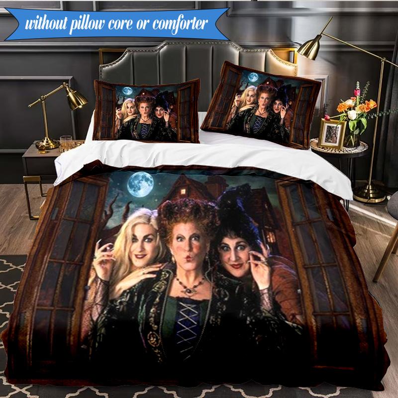 Halloween witch 3pcs K-pop music group Bedding set,Ideal for Bedroom, Dormitory,Including Duvet Cover And 2pcs Pillowcases,Fan gifts