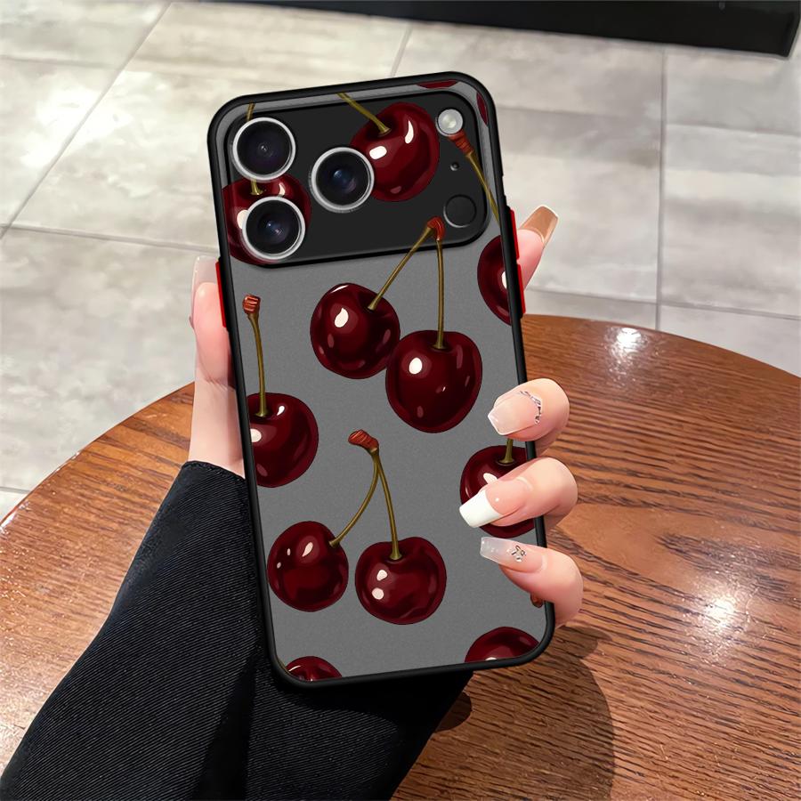 Стильный чехол с вишневым узором для iPhone 17 Pro Max Air 16 Plus 12 7 8 SE XS XR 13 Mini 15 11 14 Funda Задняя крышка телефона iPhone 7 Plus black