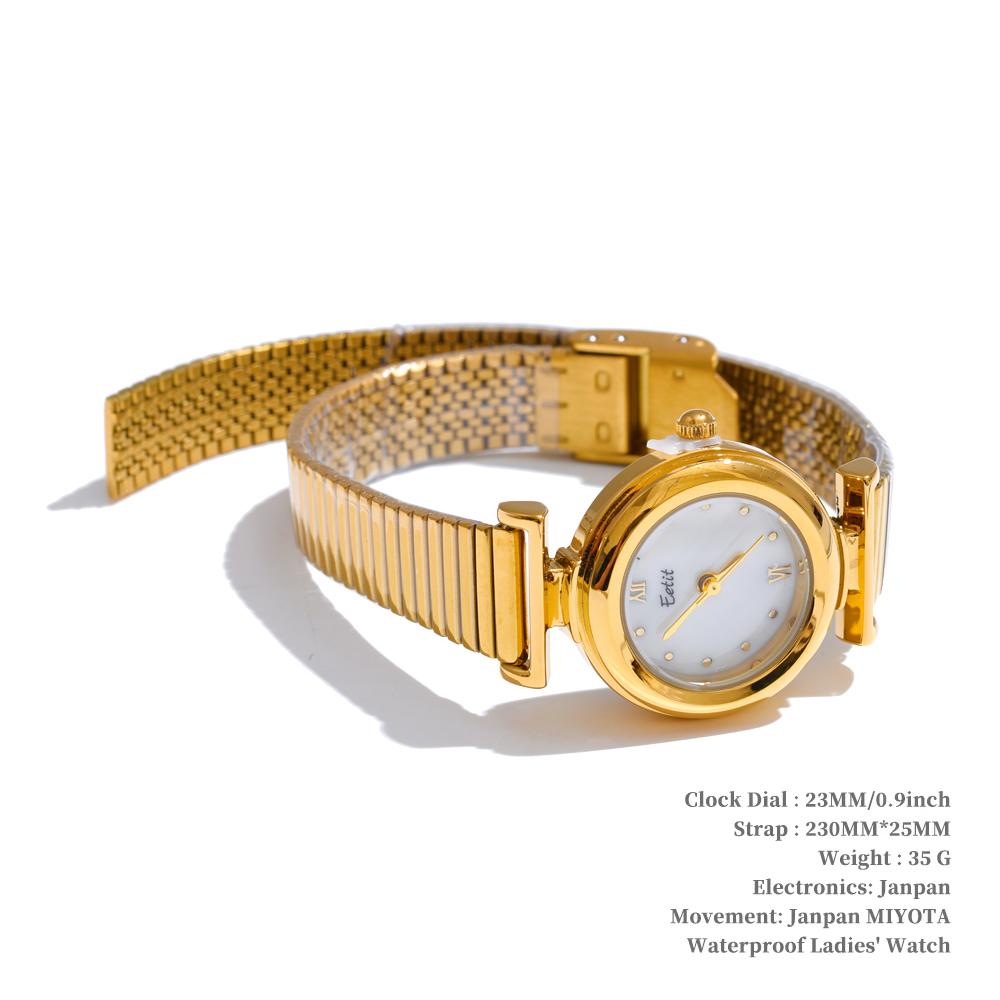 

Yhpup Fashion Stainless Steel Lades Watch with Japan Movement Waterproof Polished Shiny 18K Gold PVD Plated Jewelry Accessories