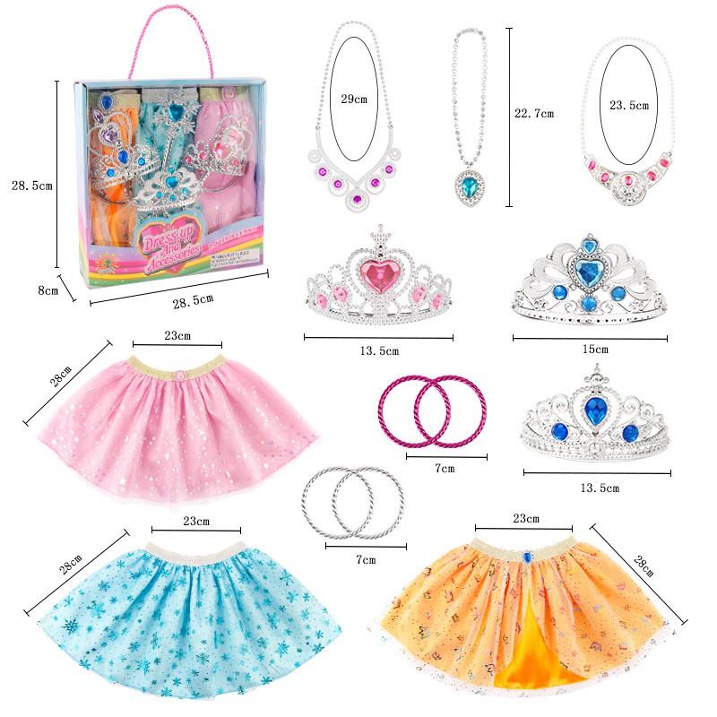 Kids Dress-Up Jewelry Set With Butterfly Hair Tie Princess Necklace Angel Wing Pendant Heart Earrings Crystal Shoe Covers