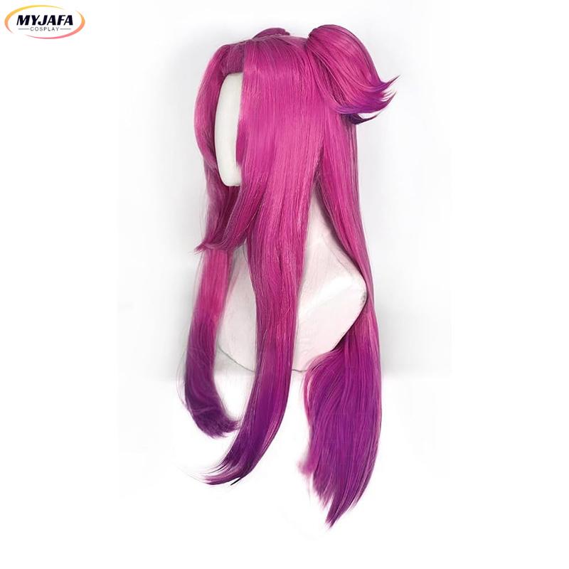LOL Heartsteel Alune Cosplay Wig Gradient Long Two Clip Ponytails Heat Resistant Synthetic Hair Anime Cosplay Wigs + Wig Cap