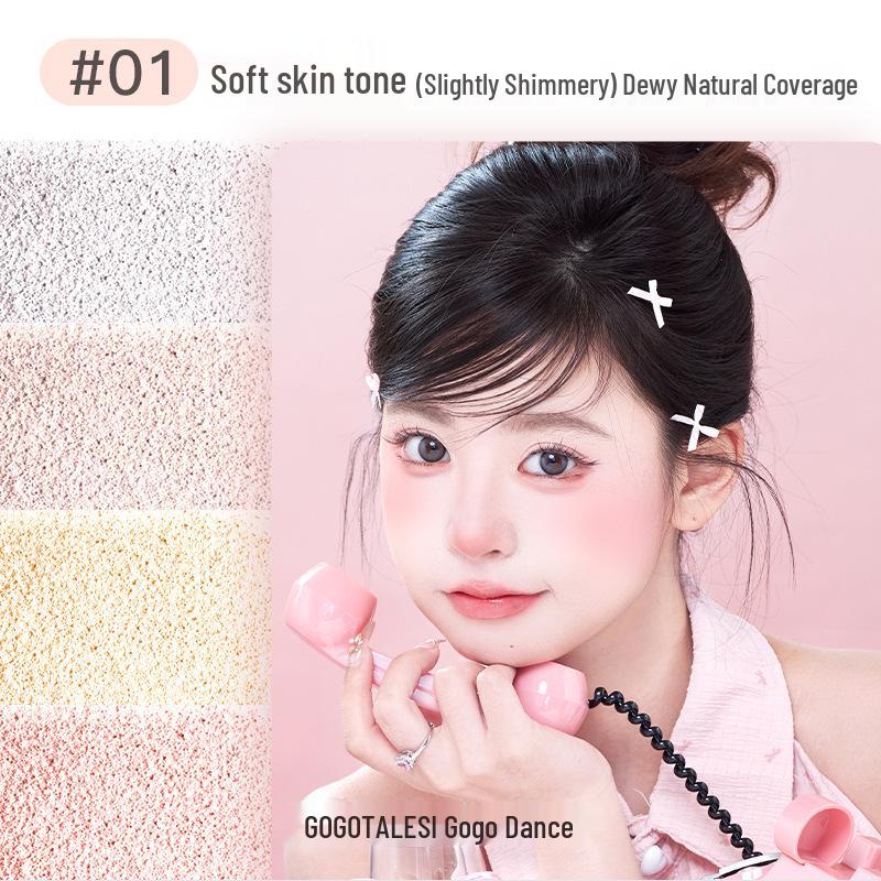 Gogotales Soft-Focus Color-Correcting Loose Powder: Lightweight, Adherent, Oil-Control Setting Powder with Four-Color Options.