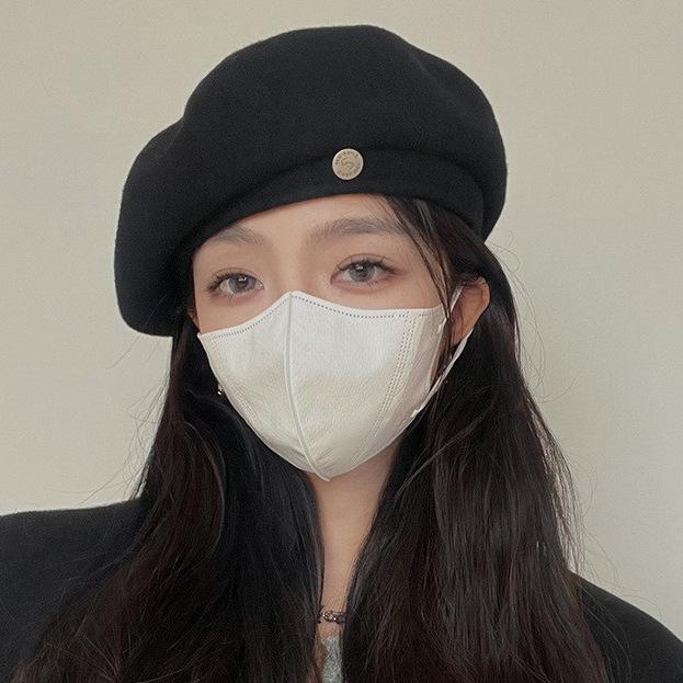 Simple Decor Wool Beret Hats Elegant Solid Color Elastic Painter Cap Lightweight Berets for Women Daily Use