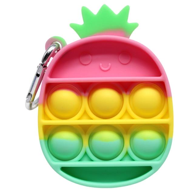 Mini Push Bubble Sensory Toy Keychain Autism Squishy Stress Reliever Toys for Adult Kids Relief Funny Fidget Toys