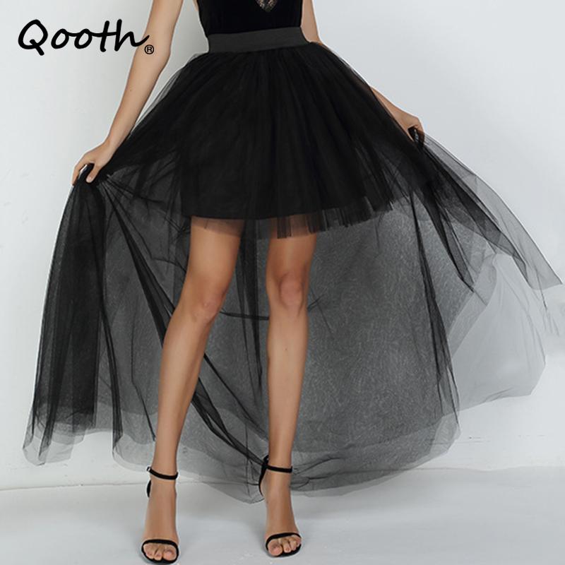 

Qooth Tulle Mini Skirt playful Swallowtail Mesh Skirt Sexy Mini Tutu Skirt for Party QT2182 L червоний