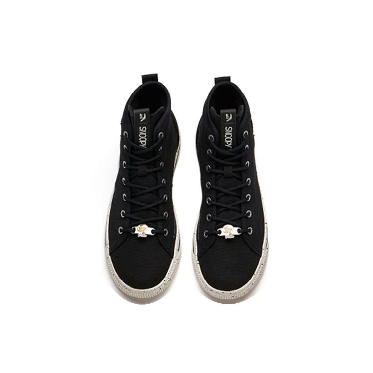SNOOPY x Anta Canvas High top Skateboard Shoes Women's Black 922138604-2