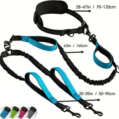 Reflective Double Dog Leash With Thickened Handles Medium-sized Large Dog Training Jogging And Running Pet Supplies Pet Leash