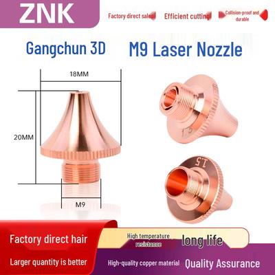 Gangchun 3D M9 Copper Laser Cutting Nozzle - Single Layer Double Cut for Fiber Laser Pipe Machines.