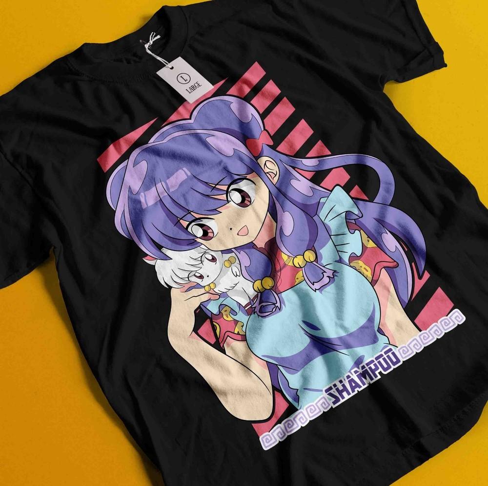 

Футболка Ranma 1/2 Шампунь Румико Футболка Аканэ Футболка Вайфу Аниме Девушка Унисекс Футболка XL