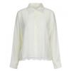 [Shop  ] Women S Collar Neck Hem Lace Simple See Through blouSe Naru Wbl 21183 Ivory