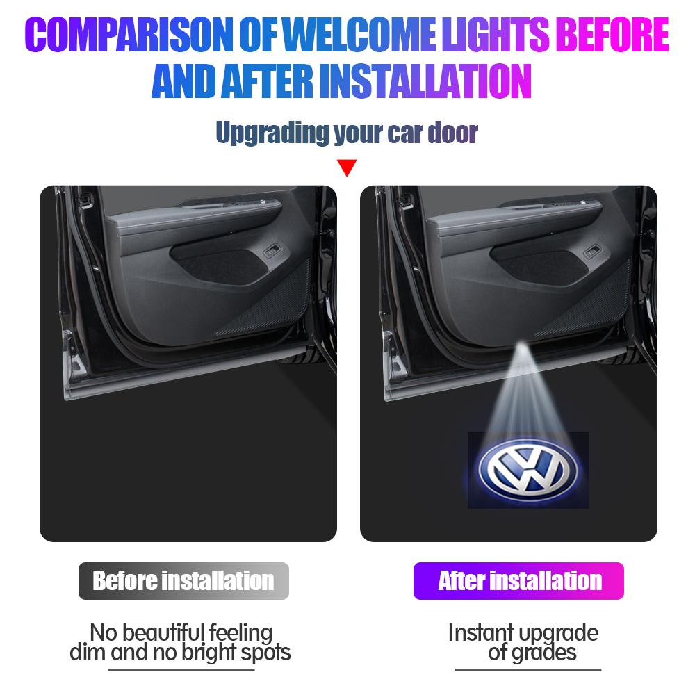 2026 Hot For VOLKSWAGEN VW Car Door Wireless Welcome Lamp For Volkswagen VW New Passat Touareg 2011 Tiguan Golf 2010 Touran PHID