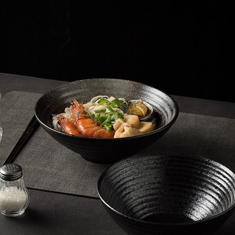 Ceramic Bowl Japanese Ramen Bowl Tableware Household Eating Bowl Noodle House Commercial Hat Bowl Malatang Vegetable Soup Noodle Bowl