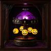Halloween Tabletop Decor Ghost Carousel Light, Night Gothic Stained Glass Shade Vintage Resin with Floating Ghosts/Pumpkins, Spooky Table Lamp