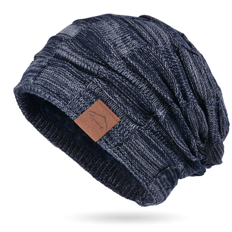 9875 Autumn/Winter Fleece-Lined Multi-Color Wool Knit Pullover Hat - Cozy Fashion for Women