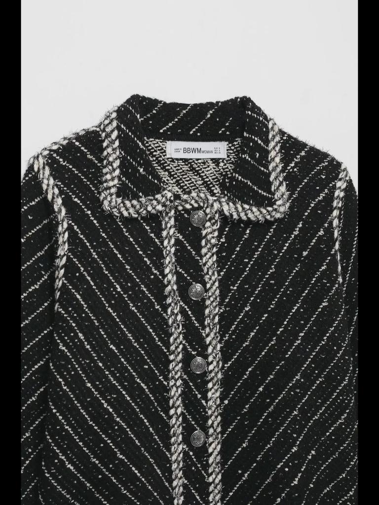 French Style Women's Knitted Suit: Single-Breasted Jacket + Short Skirt