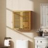 Bathroom Cabinet Wall Cabinet Made of Bamboo with Breathable Louvered Doors, Adjustable Shelf 60 X 20 X 60 Cm Natural Wood