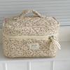Portable Corduroy Aesthetic Cosmetic Organizer Large Capacity Zipper Floral Makeup Pouch Toiletry Bag Toiletries