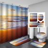 4Pcs Beach Series Shower Curtain Sets for Bathroom Non-Slip Bathroom Rugs Lid Toilet Cover Bath Mat
