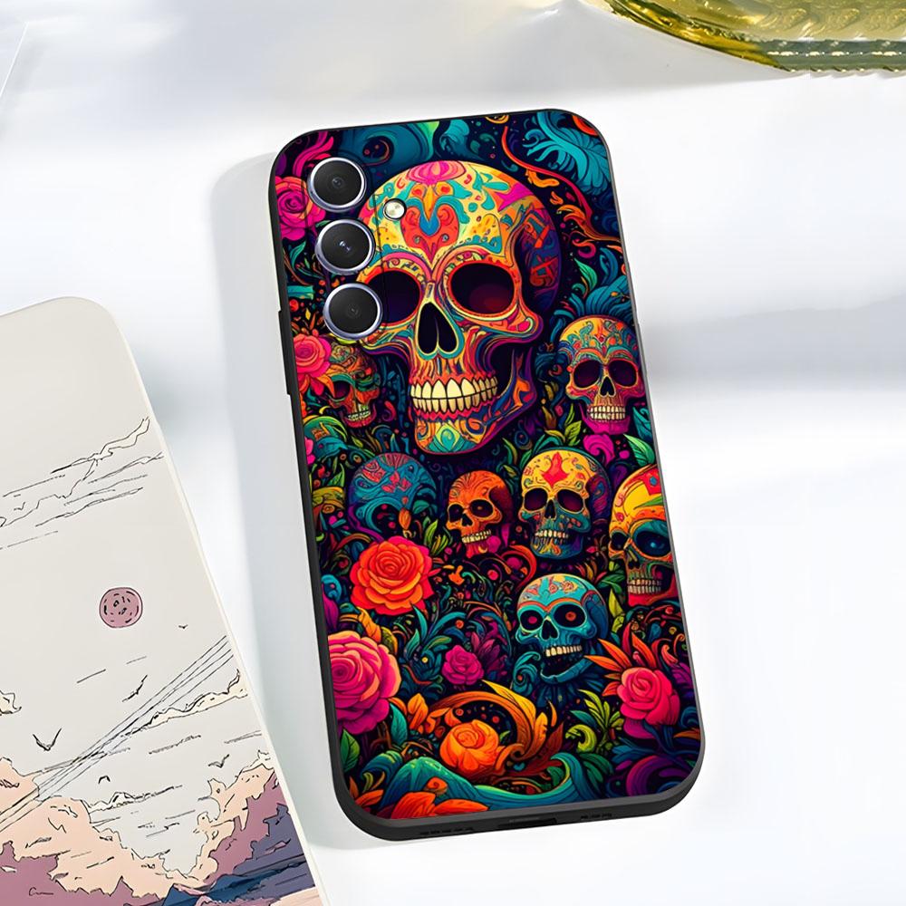 

Mexican Catrina Skull Cover Phone Case For Samsung A56 A36 A26 A16 A15 A25 A35 A55 A14 A34 A24 A54 Black Soft Shell Samsung A05