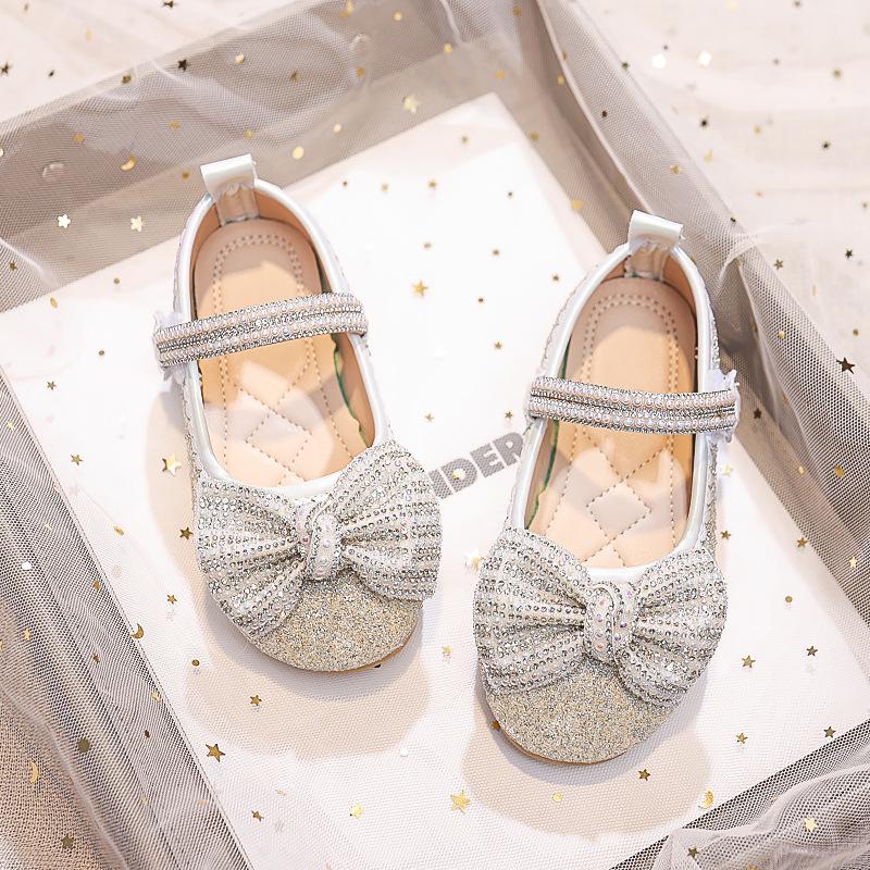 Children s Princess Bow Leather Shoes - Autumn 2025, Soft, Non-slip Sole for Girls Size 28
