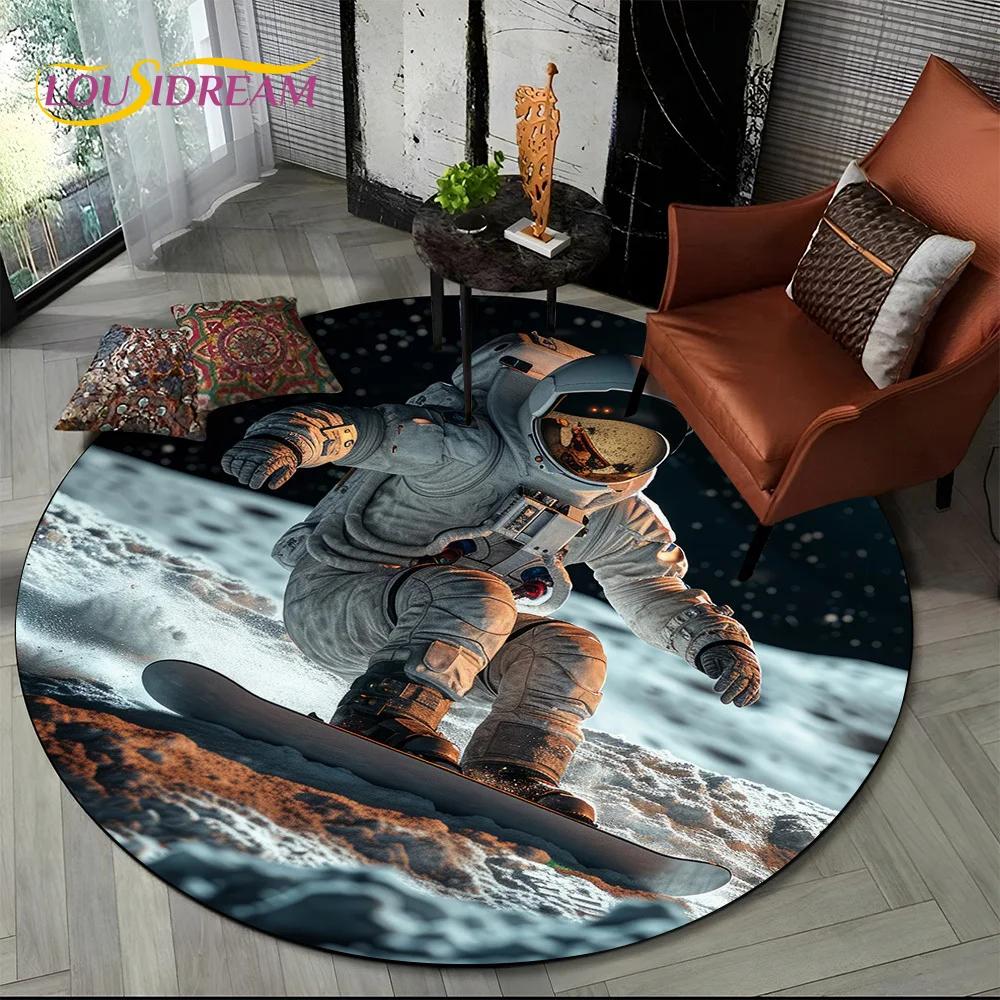 Astronaut Universe Spaceman 3D Outer Space Cartoon Round Area Carpet Rug for Living Room Bedroom Kid Decor,Pet Area Rug Non-slip