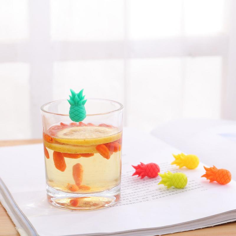 Silicone Pineapple Wine Glass Markers, Set of Six