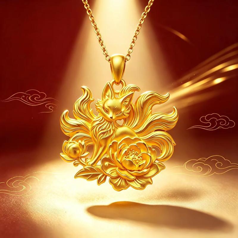 Traditional Chinese Style Gold Pendant 3D Embossed Matte Finish Auspicious Designs For Daily Wear Gifting Jewelry Collection
