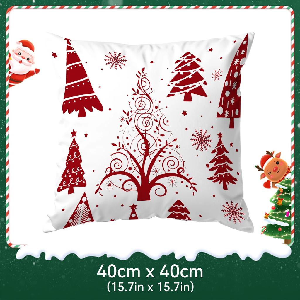 40/45/50cm Red Christmas Decoration Cushions Pillowcase Polyester Cushion Cover Throw Pillow Pillowcover Home Car Sofa Decor