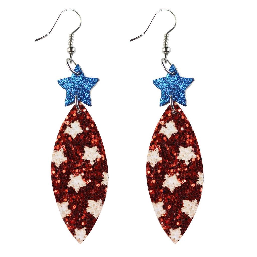 American Flag Star Stripe Elements Independence Day Leather Earrings Election Theme Diy