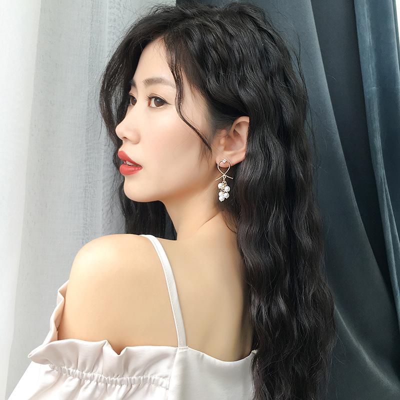 Silver Needle Pearl Earrings Women's Korean Long Temperament Fashion Hipster Earrings Atmospheric Celebrity Earrings