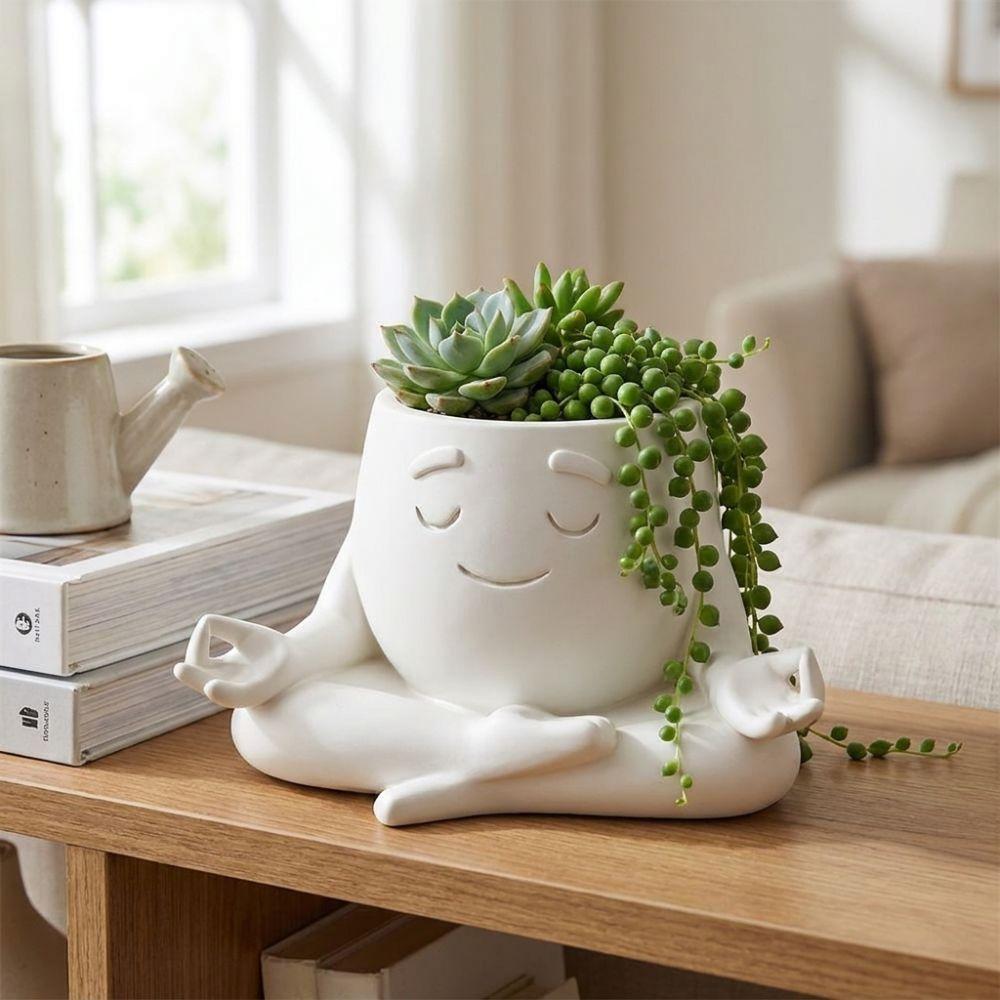 Sitting Posture 3D Printed Yoga Face Planter Novelty Gift Unique Figurine Succulent Flower Pot Ornaments Handicrafts