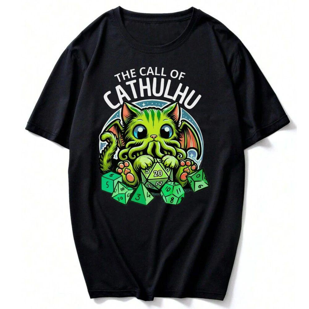 Funny Cat Shirt CALL OF CATHULHU Cthulhu Tshirt Cathullu Geeky Cryptid Mindflayer Lovecraft Cat Kitten Playing Ttrpg Dice G