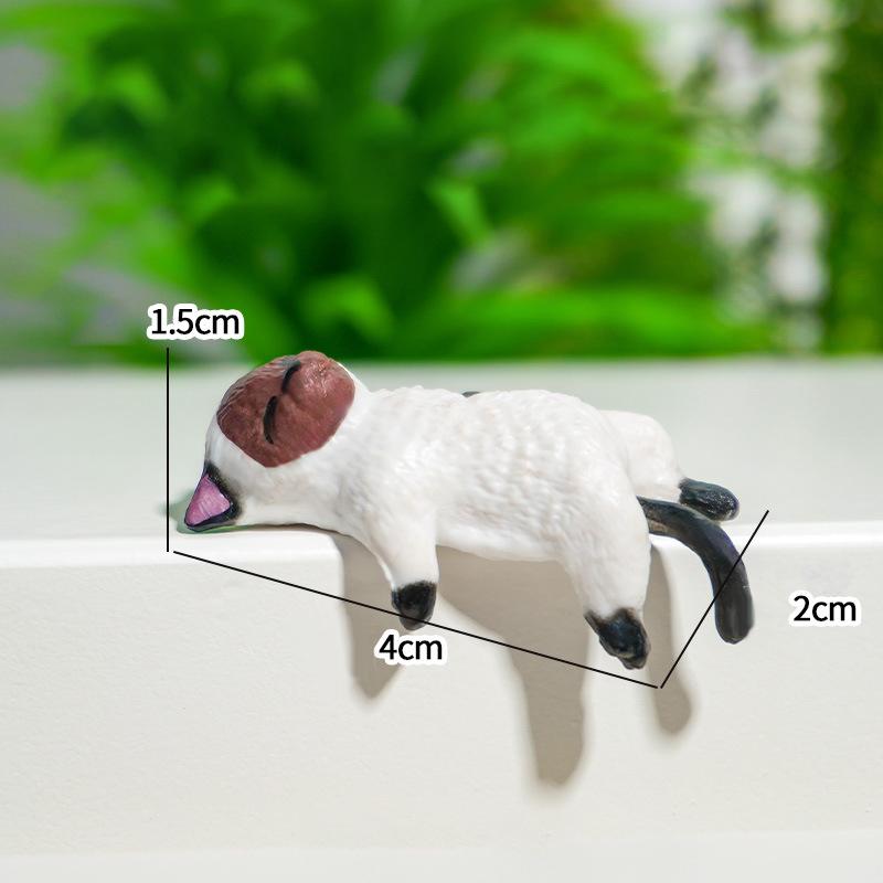 5Pc Car Landscape Cat Ornaments Cute Cartoon Cat Ornament Car Center Console Navigator Screen Sleeping Cat Decoration Miniatures