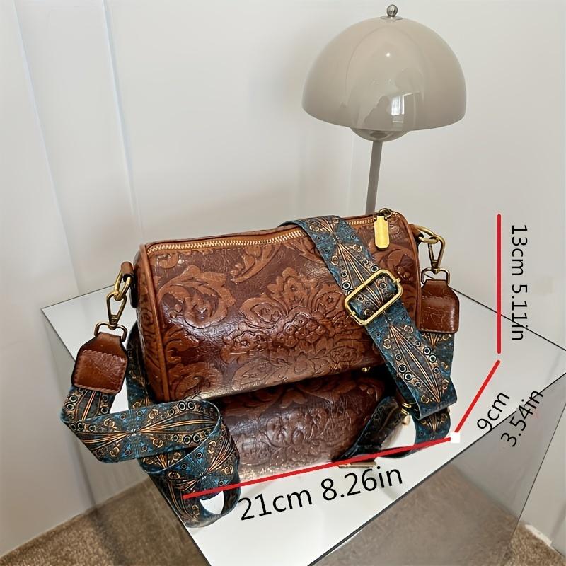 Vintage Chic Embossed Faux Leather Crossbody Bag ,Durable Polyester Lining, and Timeless Design for Everyday Use