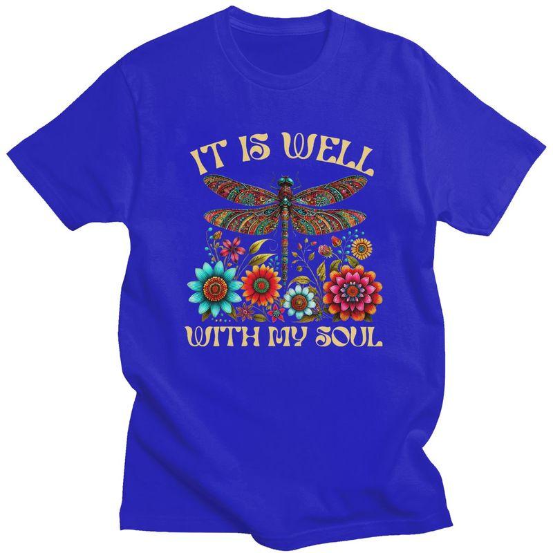 Custom Boho Dragonfly Floral T Shirt for Men 100 Cotton Tshirt Tee Tshirt Clothing