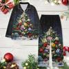 Ladies' Christmas Printed Long Sleeved Long Pants Casual Home Set