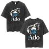2026 Singer Ado Print Vintage Washed T Shirt Men Women Oversized High Quality Cotton T-shirt Aesthetic Clothing Fashion T-shirts