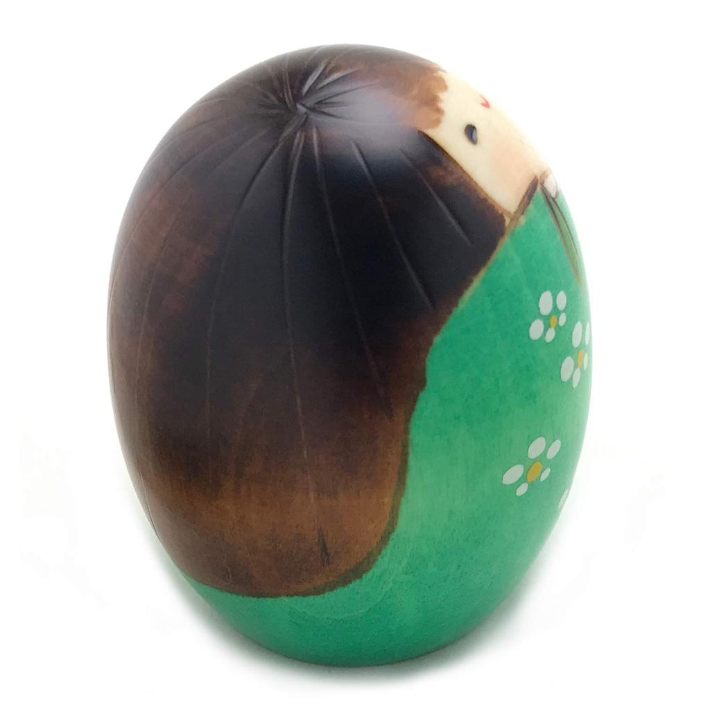 Usaburo Kokeshi Made In Happiness 7cm Doll, Japan, (Small, Green, Tall)