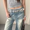 Gothic Punk Belt PU Leather Y2K Belt Fashion Cross Shaped Belt  Jeans Accessories