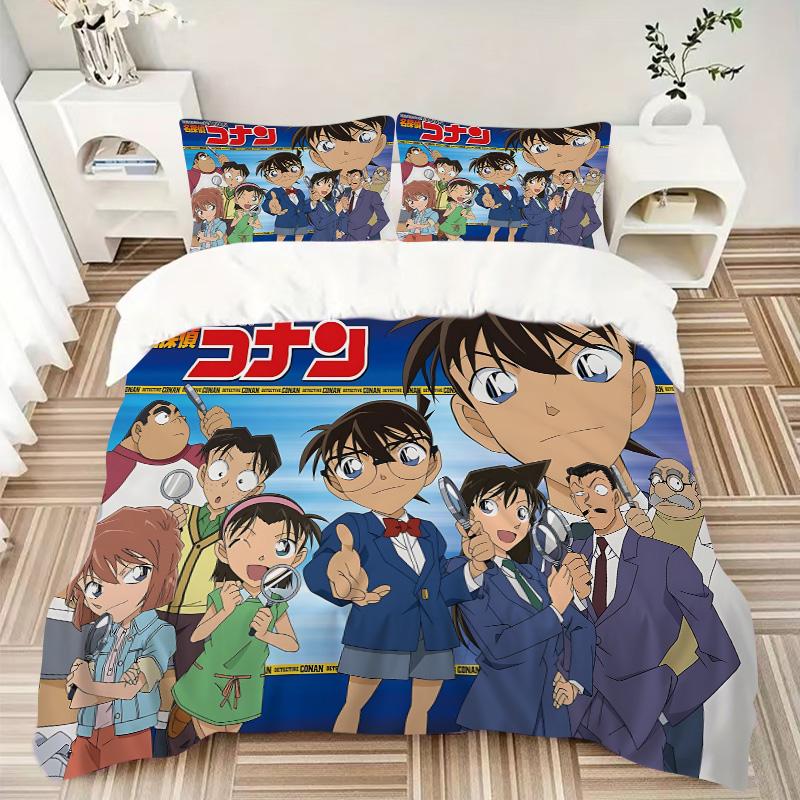 Detective Conan Mystery Print 3Pcs Bedding Setduvet Cover With 2 Bedropillowcase Home Birthday Gift